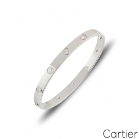 Cartier White Gold Full Diamond Love Bracelet Size 17 B6040717 Cartier White Gold Full Diamond Love Bracelet Size 17 B6040717